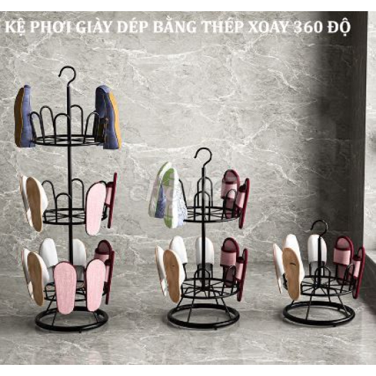 KỆ PHƠI GIÀY DÉP BẰNG THÉP XOAY 360 ĐỘ