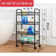 Kệ lưới 4 tầng có bánh xe