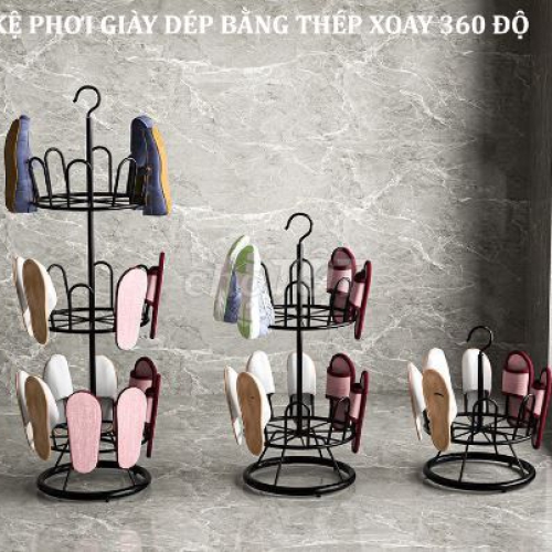 KỆ PHƠI GIÀY DÉP BẰNG THÉP XOAY 360 ĐỘ